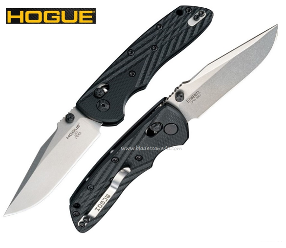 Hogue Deka ABLE Lock Folding Knife, CPM 20CV Stone Tumbled, G10 Black Crosshatch, H24279
